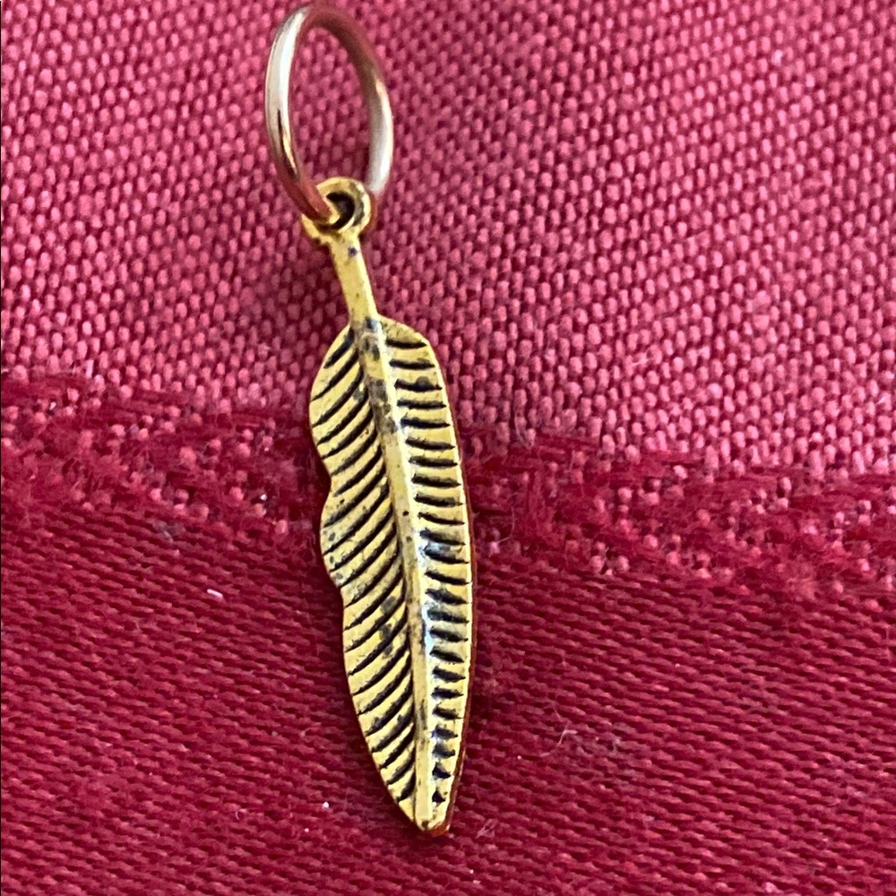 5/$10❤️❤️❤️NEW Brass Feather Charm Pendant
